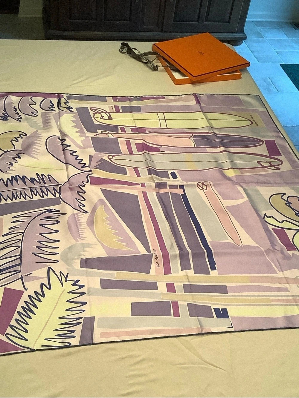 Hermès Sea, Surf and Fun 90 Scarf Silk Scarf Pink & Purple